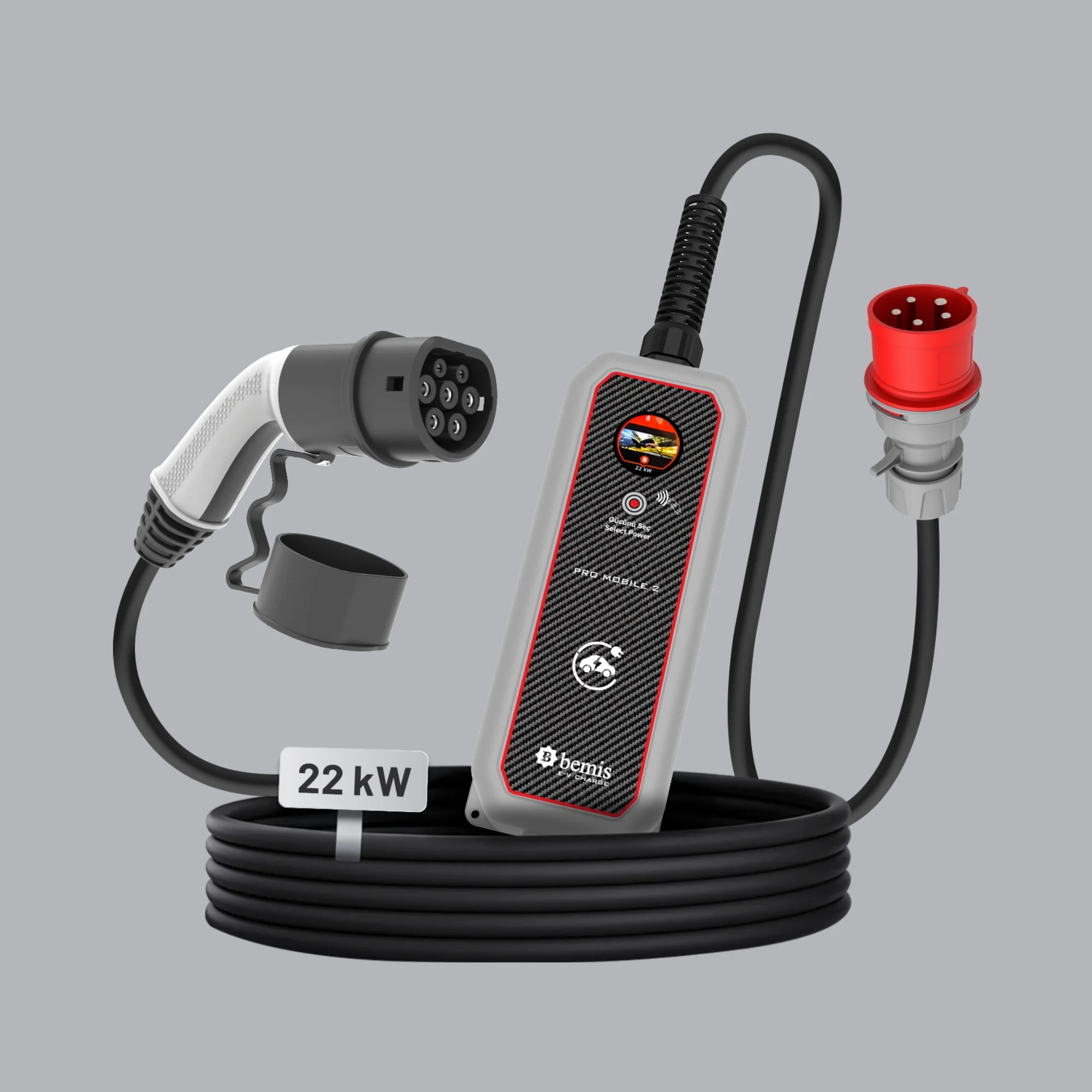 Bemis Pro Mobile 2 22 kW Taşınabilir Araç Şarj Cihazı (Trifaze)