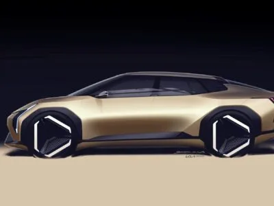 a concept car is shown in the dark
