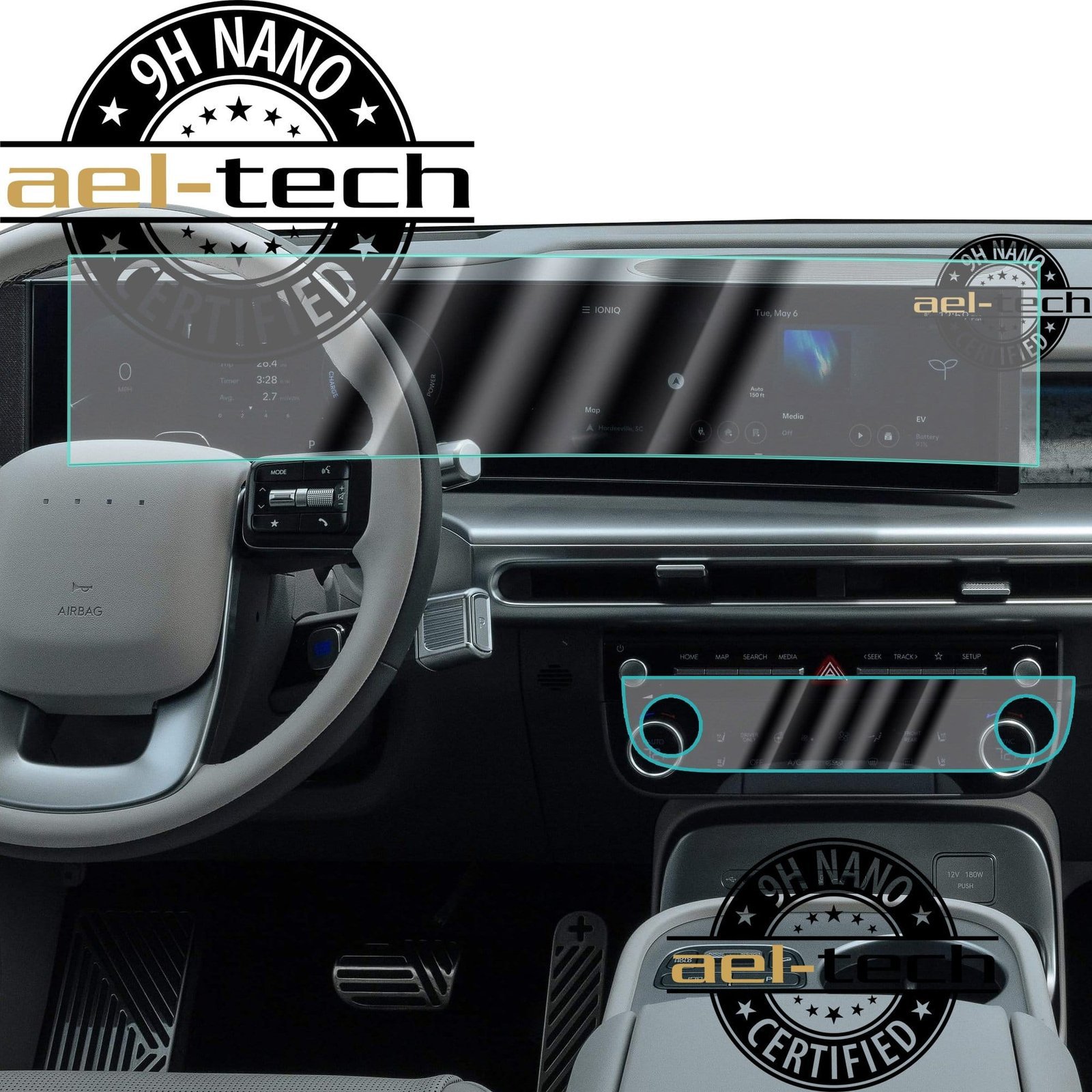 e9f4c65b44d21385b5075d6900aef012.jpg Hyundai Ioniq 9 Uyumlu 12,3 İnç Navigasyon ve Klima Kontrol 9H Nano Ekran Koruyucu 2'li Set 2025-2026 - Görsel 1