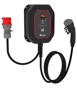 Bemis Charger 2 fişli şarj istasyonu, 22 kW trifaze, 5/32A fişli, 5 metre Type 2 kablolu