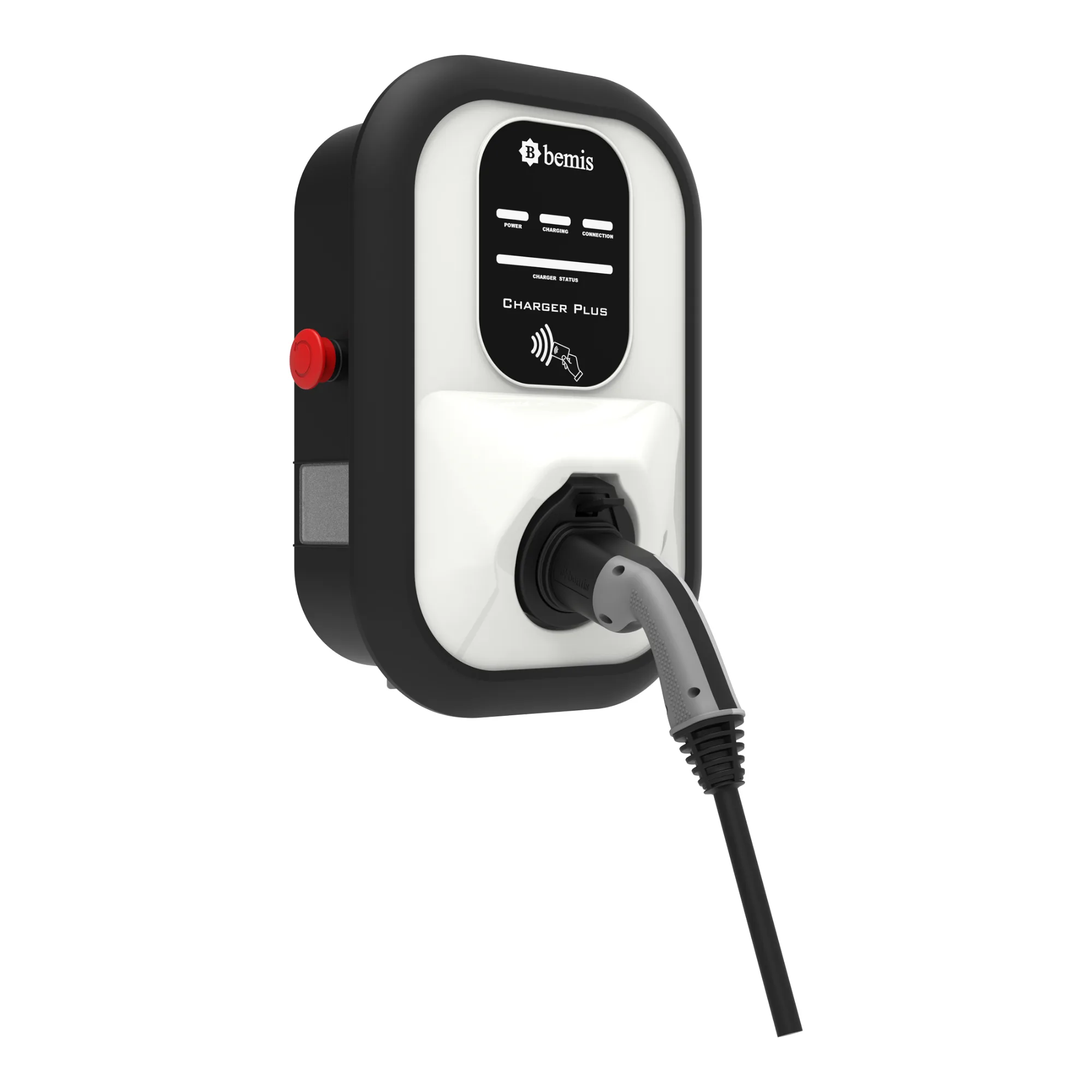 Bemis Charger Plus 2 kablolu akıllı şarj istasyonu, 4-22 kW ayarlanabilir, 5 metre entegre Type 2 kablolu