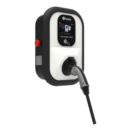Bemis Charger Pro 2 kablolu ticari şarj istasyonu, OCPP 1.6J, renkli LCD ekran, 5 metre entegre Type 2 kablolu